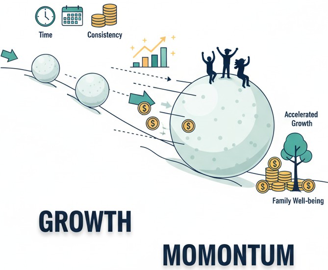 Snowball effect of compounding
