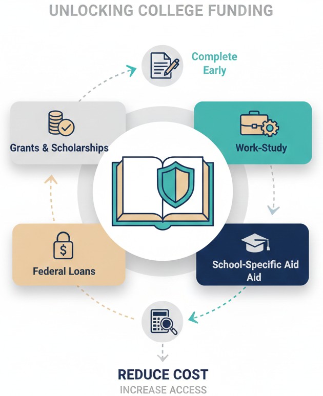Family completing FAFSA application