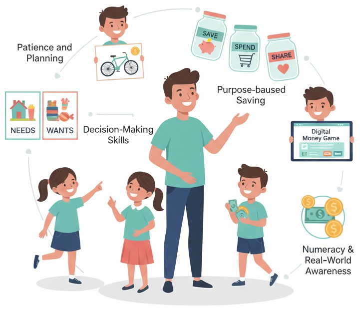 Kids learning simple money skills