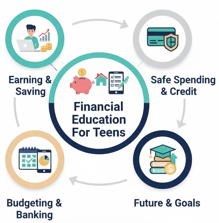 Teens learning budgeting and banking