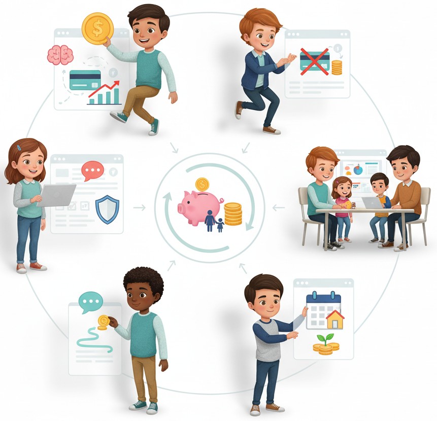 Kids learning about money together